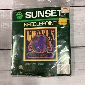 Sunset Needlepoint From The Farm Grapes California Printed Wool Yarn Sealed 5213